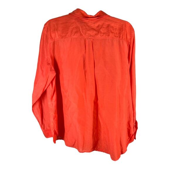 Lauren Ralph Lauren Cotton & SILK Orange Button Down Collared Shirt Blouse 1X - Picture 2 of 10